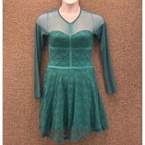 Lace Mini Dress Size L‎ Blue Long Sleeve Sheer Party Cocktail Elsa Mermaid Fun